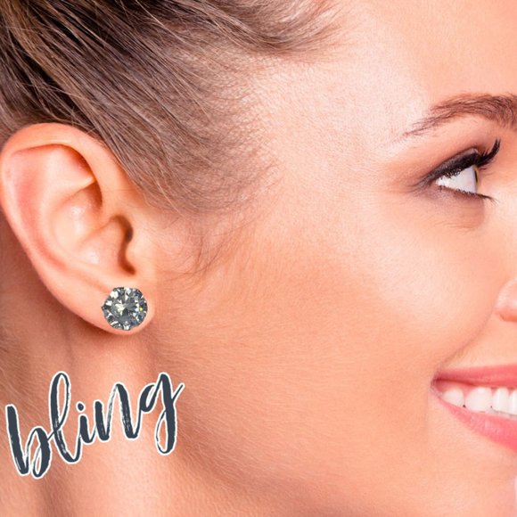 Cubic Zirconia Post Earrings 1/2" Round Diameter - Picture 3 of 4